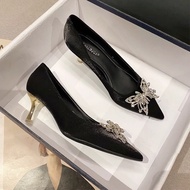 >NB Crystal Butterfly Decoration Stiletto High Heel Fashion Ladies Shoes Wedding Shoes Women->NB