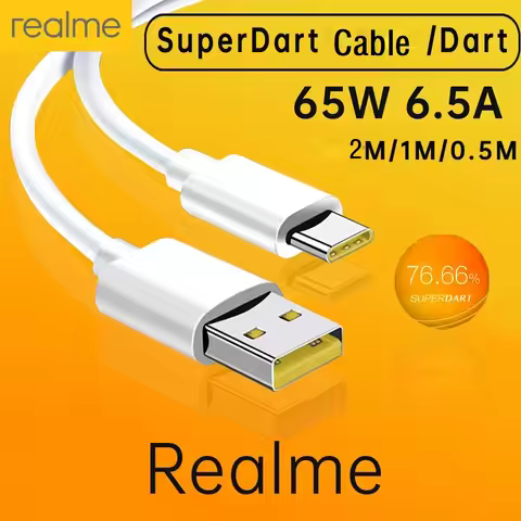 65W Original Type C Cable For Realme C35 6 7 8i 8 9 Pro GT 2 Neo 3T Phone VOOC Super fast Charger Ca