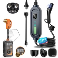 Level 1+2 Portable Tesla Charger - 16Amp 120V/240V,Adjustable Smart Plug-in Electric Car Charger for