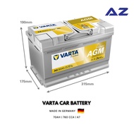 VARTA CAR Battery 70Ah AGM (A7) CCA - 760Amps | Made in Germany