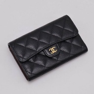 CHANEL 經典粒面牛皮中夾 - 黑金
