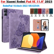 For Xiaomi Redmi Pad SE 11.0" 2023 High Quality PU Leather Stand Flip Cover RedmiPad 10.6inch 2022 VHU4254IN Fashion 3D Butterfly Wallet Tablet Case
