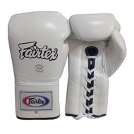 Fairtex Lace up Gloves BGL6 Genuine Leather White (8,10,12,14,16 oz.) Compettition MMA K1 นวมเชือก สำหรับการแข่งขัน แฟร์แท็ค สีดำล้วน ทำจากหนังแท้