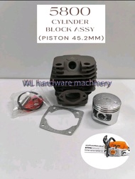 [Ready Stock] Heavy Duty Cylinder Block Piston Chainsaw 5800 58cc 45.2MM Ogawa Still 8800 461 Spare 