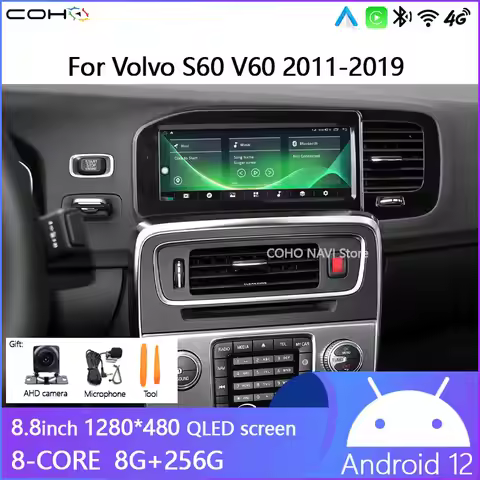 Android12 8.8inch Touchscreen For Volvo S60 2011-2019 Car Radio Navigation QCM6125 8-core 8+256G 128