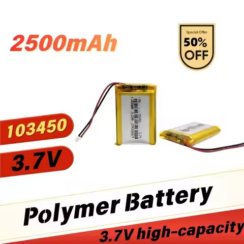 103450 3.7V 2500mAh Polymer Lithium Rechargeable Battery jst PH 2.0mm 2pin plug for Camera GPS Navig