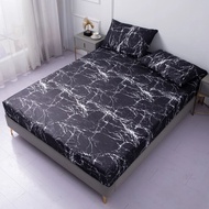 ผ้าปูที่นอนพอดีเตียงโพลีเอสเตอร์กันน้ำลายหินอ่อนสีดำผ้าคลุมฟูก Sabana (ไม่มีปลอกหมอน) 90/120/150/160