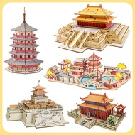 Ancient Architecture Trendy Play Model Wooden 3D Three-Dimensional Puzzle Children Handmade Activity