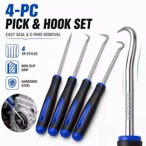 Easy Operation Pick and Hook Set, 4/8 Pcs Auto Oil Seal O-Ring Remover Tool, Tire Stone Cleaning Pul