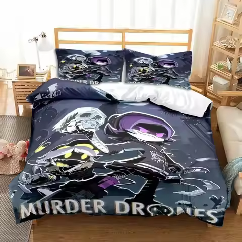 Murder Drones Anime Bedding Set Duvet Cover Pillow Case Children's Bedroom Bed Three-piece Set Singl