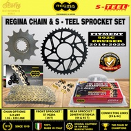 REGINA CHAIN + S-TEEL SPROCKET KIT BENELLI 502C CRUISER (2019–2020)｜525 ZRT 116–120L｜14T / 44T–45T