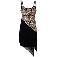 Fashion Women Sequin Fringe Party Dress 1920s Gatsby Flapper Dress Sleeveless Tassel Hem Retro Dress