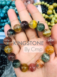 Multicolor Phantom Quartz Premium Grade สร้อยข้อมือหินแท้ โป่งข่าม 5 สี พรีเมียม ขนาด 8-10-12 มิล สโ