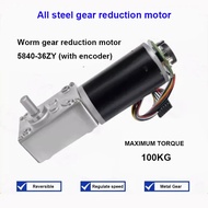 5840-36ZY Worm Gear DC Reduction Brush Motor 12v24v High Torque 6-470rpm MAX-Torque 100KG Right Angl