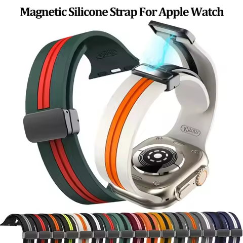 Magnetic Strap For Apple watch ultra 2 band 44mm 45mm 49mm 40mm 41mm 42mm 38mm 45 mm Silicone Bracel