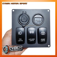 Car dashboard panel instrument 3 switch volt meter dc socket 12 volt 24 volt. Switch on off Switch 3