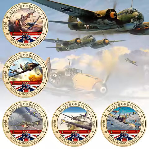 5pcs Battle of Britain Golden Commemorative Coins UK Military Challenge Coins Army Souvenir Medal Gi