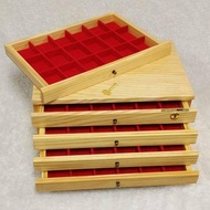 กล่องใส่พระ กล่องใส่เครื่องประดับ กล่องไม้สน สนอเมริกาแท้เนื่อแข็ง ลิ้นชักไม้สน 5ชั้น90ช่องขนาดใหญ่ มีกุญแจล็อค