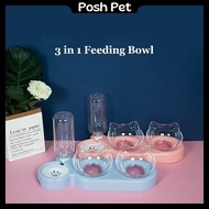 POSHPET 3 in 1 Pet Feeding Dispenser for Food &amp; Drink w Round Bowl Bekas Makanan Minuman Haiwan 2 in 1 500ML EBPH1048