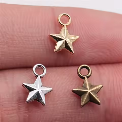 WYSIWYG 40pcs Pentagram Star Charms For Jewelry Making 10x7mm 3 Colors Jewelry Accessories