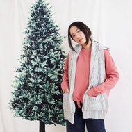 Milly 針織連帽口袋包暖圍巾 灰色