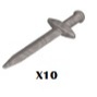 LEGO. PART X10 PCS 18031 Greatsword Pointed with Thick Crossguard CASTLE SILVER FLAT,Black 10305 311