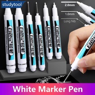 STUDYTOOL 0.7/1/2mm White Permanent Paint Pen Acrylic Marker Waterproof Oily Pens Deep Hole Marker J