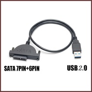 YOLO CD/DVD-ROM Drive Cord, Mini Sata II 7+6 USB 2.0 To Mini Sata Cable, Converter Cable 13Pin