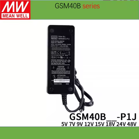 MEAN WELL 40WAC-DC le MedicalAdaptor GSM40B05-P1J 5V 7.5V 09V 12V 15V 18V 24V 48V