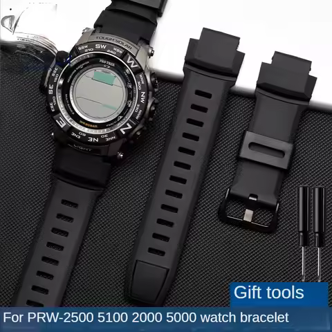 Silicone Watch Strap for Casio Protrek Series 3258prw-2500 5100 5000 2000 3500T Rubber Watchband Acc