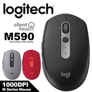 Logitech M590 Multi-Device Silent Wireless Mouse 2 ปุ่ม Thumb ตัวรับสัญญาณ USB การติดตามด้วยแสงการคลิกอย่างเงียบ ๆ สำหรับคอมพิวเตอร์แล็ปท็อป Red Wireless