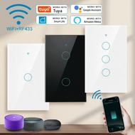 Smart WiFi Touch Switch 3 Gang 100-240V, No Neutral Wire Required, Compatible with Alexa and Hey Goo