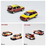 Pop Race 1:64 TI MK2/PANDEM GR YARIS/Civic Type-R FL5 YellowRed Diecast Model Car