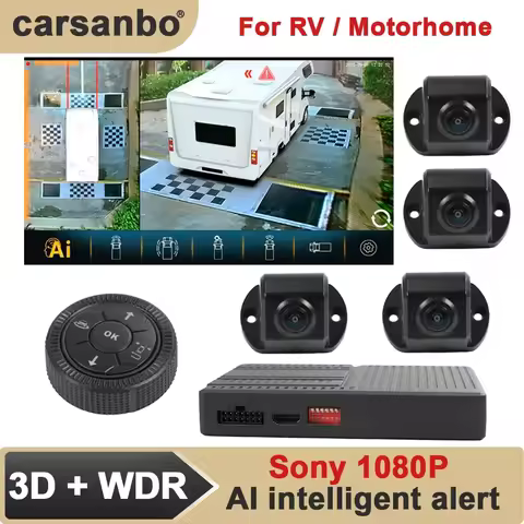 AI 360 Panoramic 3D Bird Eye View Camera Car System AHD 1080P with AI Intelligent Recognition For RV