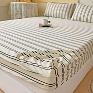 Japanese fitted bedsheet, new stripe premium bedsheet, soft rubber 25cm height bedsheet, no pilling 
