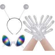 obmwang Alien Costume Accessories with Alien Headband, Glasses, Gloves for Women Men Halloween Cospl
