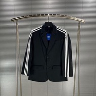 Adidas 聯名款BLCG 純色翻領單排扣西裝 寬鬆版型 男女同款