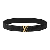 LV Men's 2024 New Belt Made of Calf and Crocodile Leather 40mm Double sided Belt M8502U