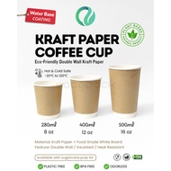 10PCS Ecofriendly Water Based Coating Double wall Kraft Paper Coffee Cup 8oz 12oz 16oz (ONLY CUP)