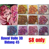 Tudung Bawal Voile Bunga 3D