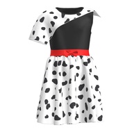 101 Dalmatians Black & White Witch Cruella de Vil Cosplay Costume - Dalmatians Digital Print