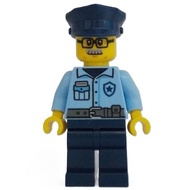 Original Lego City Police - City Officer Male (Light Bluish Gray Moustache and Black Glasses) 60419 
