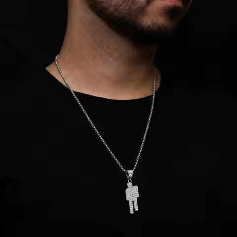 Hip Hop Billie Eilish Blohsh Necklace Zircon Human Pendant Stainless Steel Chain Necklace For Men Wo