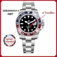 GMT Fashion Men Watch Greenwich II Stainless Steel 4 Needles Casual Business Quartz Wristwatches 48