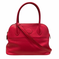 HERMES 愛馬仕 BOLIDE 27 保齡球包  SWIFT LEATHER 玫瑰粉 銀釦