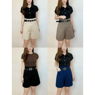 (JANUARY BRAND) SMLXL Women's High Waist Short pants女装高腰四分裤罗马弹力面料后腰伸缩裤头-JN5671