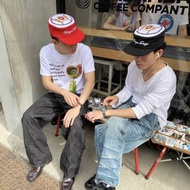 6CRAYON Flat Top Retro Embroidered Corduroy Flat Brim Baseball Cap Men Women Breathable 2026 Fashion