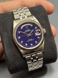 ✅稀有停產款，藍面💎🔵僅此一隻✅帝舵 Tudor prince Date Day系列 76214-0019✅76214，76213✅帝舵DD雙日曆款✅36mm✅ 白金圈稀有少見藍面鑽石字 ✅已保養✅腕