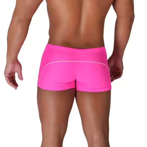 Men Y2K Swimwear Drawstring Swimming Trunks Comfortable Bulge Pouch Swim Underwear Summer Beachwear 