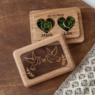 木製婚戒雙戒盒|定制戒指架 |環枕|週年紀念日